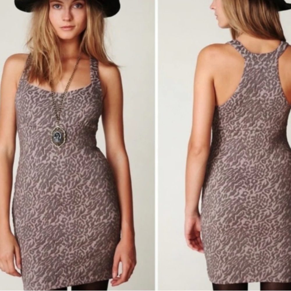 Free people Mini Dress racer back jacquard bodycon size medium